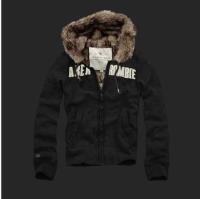 heren abercrombie fitch full-zip hooded fur outwear zwart Hot Verkoop Mode iexhf285